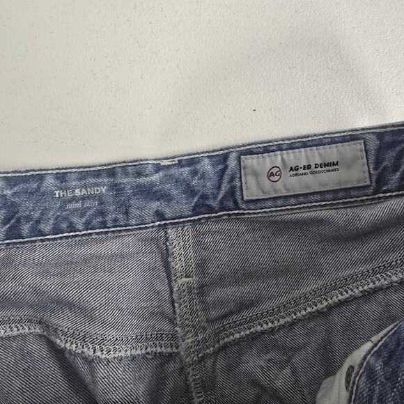 AG Adriano Goldschmied Sandy Colorblock Denim Mini Skirt‎ Raw Cut Off Hem 27 - Picture 4 of 5